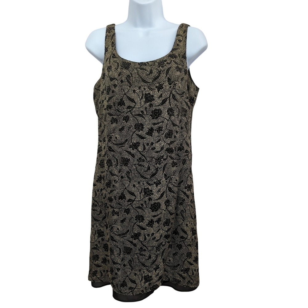 Ann Taylor Dress Womens Silk Sleeveless Black White Size 10